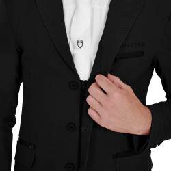 Wettkampfjacket perforiert Herren 3 Knöpfe Equestro Schwarz Wettkampfjacket perforiert Herren 3 Knöpfe Equestro Schwarz