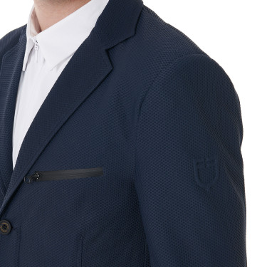 Wettkampfjacket perforiert Herren 3 Knöpfe Equestro Marine Marineblau