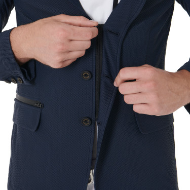 Wettkampfjacket perforiert Herren 3 Knöpfe Equestro Marine Marineblau