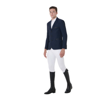Wettkampfjacket perforiert Herren 3 Knöpfe Equestro Marine Marineblau