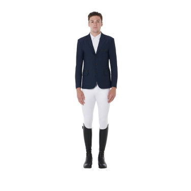 Wettkampfjacket perforiert Herren 3 Knöpfe Equestro Marine Marineblau