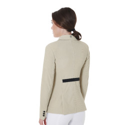 Wettkampfjacke perforiert Damen 4 Knöpfe Equestro Oxford-Tan Rosa