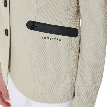 Wettkampfjacke perforiert Damen 4 Knöpfe Equestro Oxford-Tan Rosa