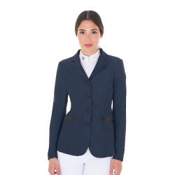 Wettkampfjacke perforiert Damen 4 Knöpfe Equestro Marineblazer Marineblau