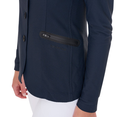 Wettkampfjacke perforiert Damen 4 Knöpfe Equestro Marineblazer Marineblau