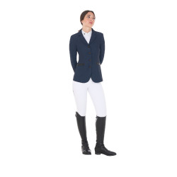Wettkampfjacke perforiert Damen 4 Knöpfe Equestro Marineblazer Marineblau