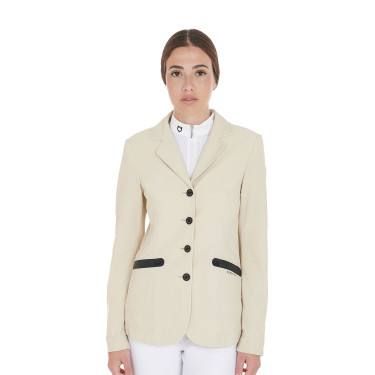 Veste de concours perforée femme 4 boutons Equestro Beige