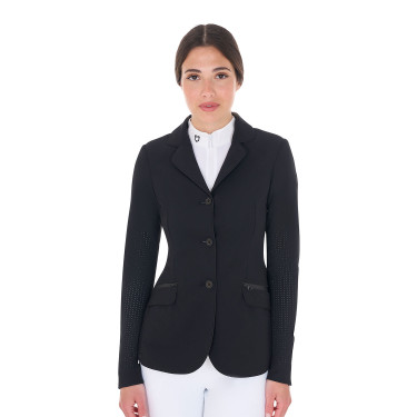 Damen-Wettkampfjacke perforiert 3 Knöpfe Equestro Schwarz