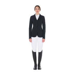Damen-Wettkampfjacke perforiert 3 Knöpfe Equestro Schwarz