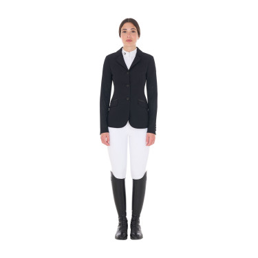 Damen-Wettkampfjacke perforiert 3 Knöpfe Equestro Schwarz