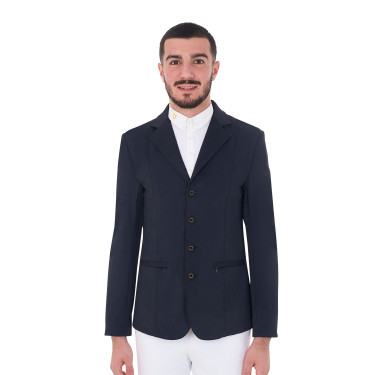 Wettkampfjacke Herren mit kontrastierend gesticktem Logo Equestro Marineblazer Marineblau