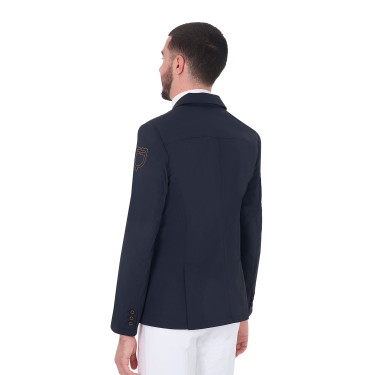 Wettkampfjacke Herren mit kontrastierend gesticktem Logo Equestro Marineblazer Marineblau