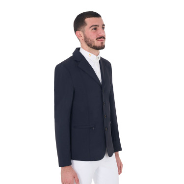 Wettkampfjacke Herren mit kontrastierend gesticktem Logo Equestro Marineblazer Marineblau