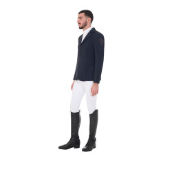 Wettkampfjacke Herren mit kontrastierend gesticktem Logo Equestro Marineblazer Marineblau
