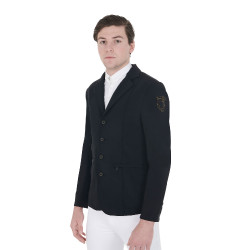 Wettkampfjacke Herren mit kontrastierend gesticktem Logo Equestro Schwarz