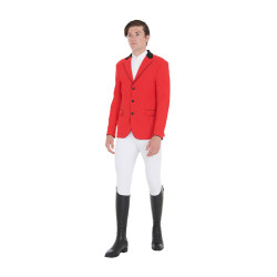 Wettkampfjacke Herren 3 Knöpfe Elegance Equestro Rot / Schwarz