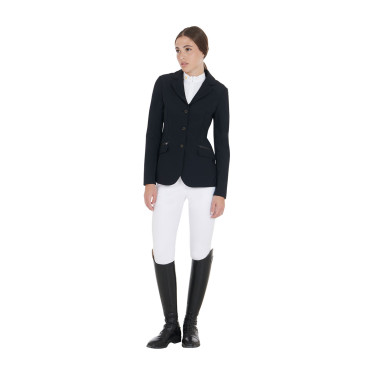 Wettkampfjacke Damen aus technischem Stretchstoff Equestro Schwarz