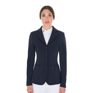 Wettkampfjacke Damen mit kontrastbesticktem Logo Equestro Marineblazer Marineblau