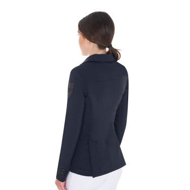 Wettkampfjacke Damen mit kontrastbesticktem Logo Equestro Marineblazer Marineblau
