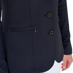 Wettkampfjacke Damen mit kontrastbesticktem Logo Equestro Marineblazer Marineblau