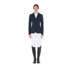 Wettkampfjacke Damen mit kontrastbesticktem Logo Equestro Marineblazer Marineblau