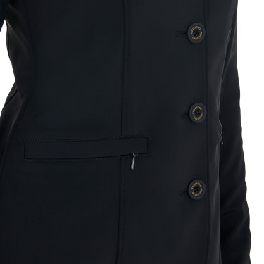Wettkampfjacke Damen mit kontrastbesticktem Logo Equestro Schwarz