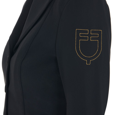 Wettkampfjacke Damen mit kontrastbesticktem Logo Equestro Schwarz