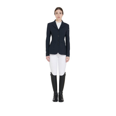 Chaqueta de concurso para mujer con corte anatómico de 4 botones Active Equestro Marine Marineblau