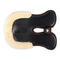 Hintere Schabracke aus Schaffell und vordere Gel-Schabracke Acavallo Braun / Natur