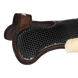 Hintere Schabracke aus Schaffell und vordere Gel-Schabracke Acavallo Braun / Natur