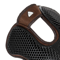 Hintere Schabracke aus Schaffell und vordere Gel-Schabracke Acavallo Braun / Natur