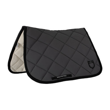 Spring-Sattelpad aus technischem Stoff mit gesticktem Logo Black Line Edition Equestro Dampfblau Grau