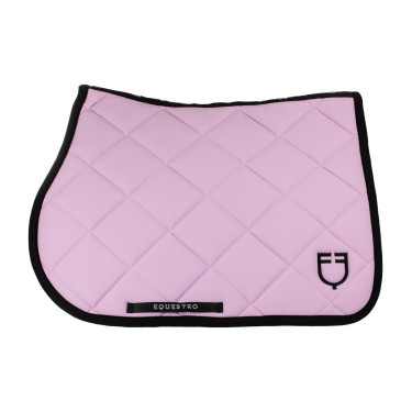 Spring-Sattelpad aus technischem Stoff mit gesticktem Logo Black Line Edition Equestro Orchideen-Bouquet Rosa
