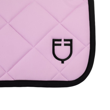 Spring-Sattelpad aus technischem Stoff mit gesticktem Logo Black Line Edition Equestro Orchideen-Bouquet Rosa