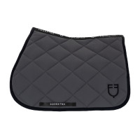 Spring-Sattelpad aus technischem Stoff mit gesticktem Logo Black Line Edition Equestro Asphalt Grau