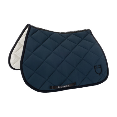 Spring-Sattelpad aus technischem Stoff mit gesticktem Logo Black Line Edition Equestro Marine Marineblau