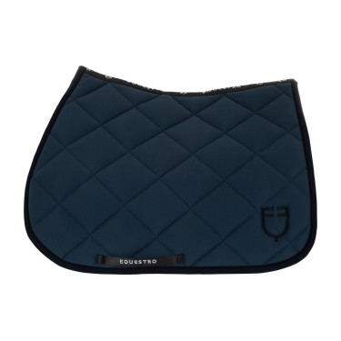 Spring-Sattelpad aus technischem Stoff mit gesticktem Logo Black Line Edition Equestro Marine Marineblau