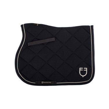Satteldecke Springen aus Baumwolle mit Borten und Logo Diamond Equestro Marine Marineblau