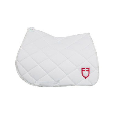 Spring-Satteldecke mit mehrfarbigem Logo GP Equestro Weiß / weiß / Mohnrot Weiß Spring-Satteldecke mit mehrfarbigem Logo GP Equestro Weiß / weiß / Mohnrot Weiß