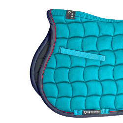 Spring-Satteldecke mit kontrastierenden Borten Red Trim Equestro Türkis / Rot / Marineblau