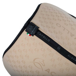 Sprungteppich aus Lycra mit Gel-Grip und Unterseite aus Bambusfaser Acavallo Sand / Schwarz Gelb