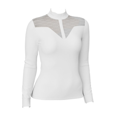 Wettkampfpolo Emily LeMieux langärmelig Weiß Weiß Wettkampfpolo Emily LeMieux langärmelig Weiß Weiß