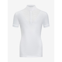 Wettkampf-Poloshirt Eva LeMieux Young Rider Kurzarm Altes Modell Weiß Weiß