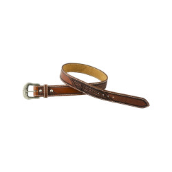 Leder-Western-Gürtel mit Korbmuster-Gravur Pool's