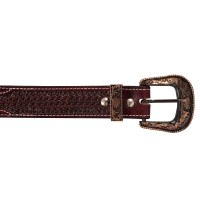 Gravierter Western-Gürtel mit Kupfer- und Zinkschnalle Pool's Dunkelbraun Gravierter Western-Gürtel mit Kupfer- und Zinkschnalle Pool's Dunkelbraun