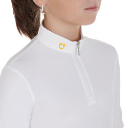 Mädchen-Langarm-Poloshirt Equestro Warm+ Equestro Weiß Weiß