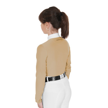 Wettkampfshirt Mädchen mit langen Ärmeln, Reißverschluss und Mesh Equestro Wettkampfshirt Mädchen mit langen Ärmeln, Reißverschluss und Mesh Equestro