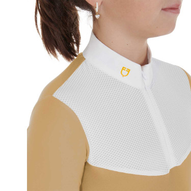 Wettkampfshirt Mädchen mit langen Ärmeln, Reißverschluss und Mesh Equestro Wettkampfshirt Mädchen mit langen Ärmeln, Reißverschluss und Mesh Equestro