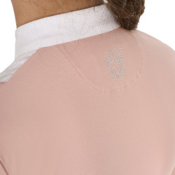 Wettkampf-Poloshirt Mädchen mit Strass Equestro Rosen-Cameo Rosa