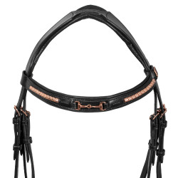 Englisches Zaumzeug mit Gebissverzierung Rose Gold Supreme Schwarz